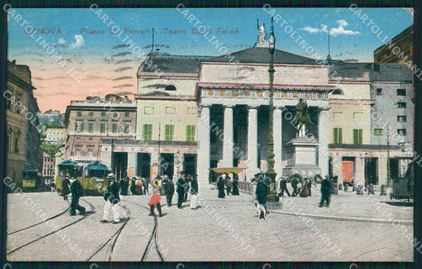 Genova Città Piazza De Ferrari Teatro cartolina WX3720 – fronte