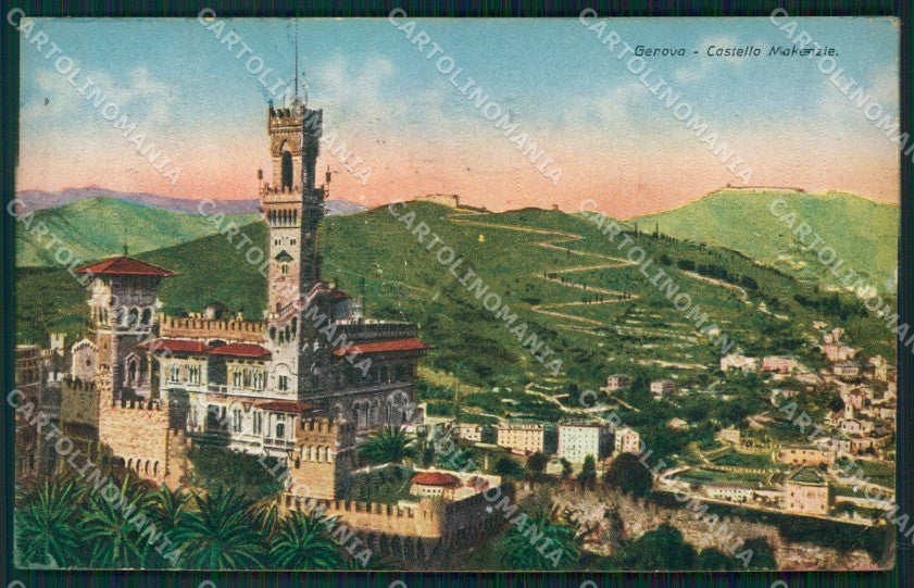 Genova Città Castello Mackenzie PIEGHE cartolina WX3724 – fronte