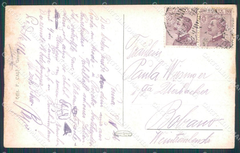 Genova Città Castello Mackenzie RIFILATA cartolina WX3725 – retro