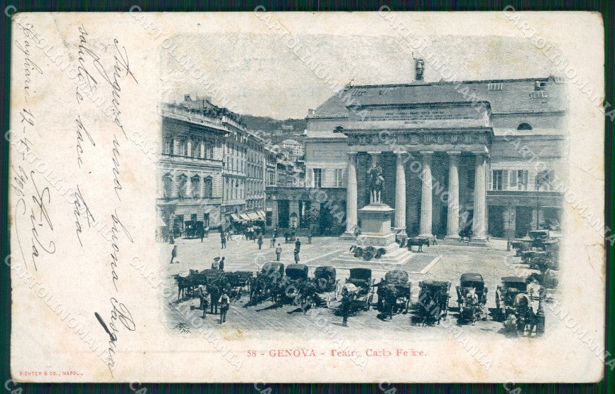 Genova Città Teatro Carrozze PIEGA STRAPPINO PIEGHINE cartolina WX3742 – fronte