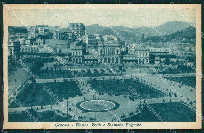 Genova Città Piazza Verdi Stazione Brignole MACCHIA cartolina WX3753 – fronte