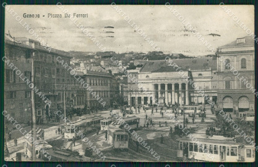 Genova Città Piazza De Ferrari Tram cartolina WX3758 – fronte