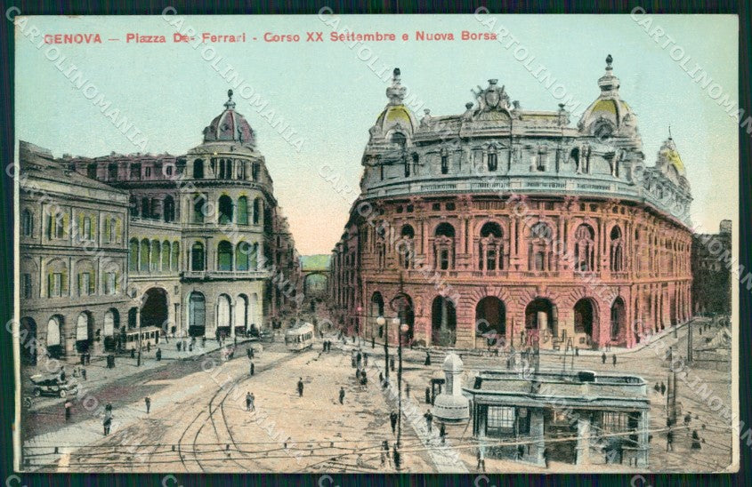 Genova Città Piazza De Ferrari Borsa Tram cartolina WX3763 – fronte
