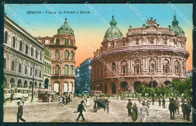 Genova Città Piazza De Ferrari Borsa Tram cartolina WX3764 – fronte
