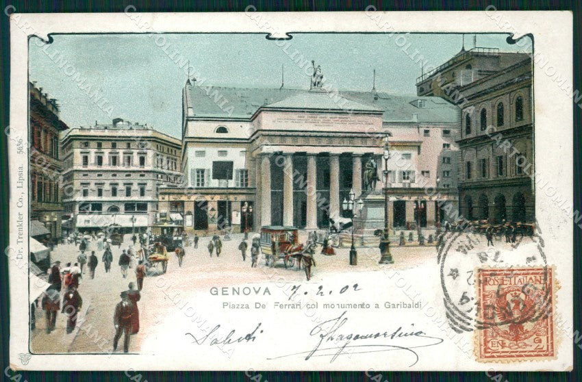 Genova Città Piazza De Ferrari Garibaldi cartolina WX3766 – fronte