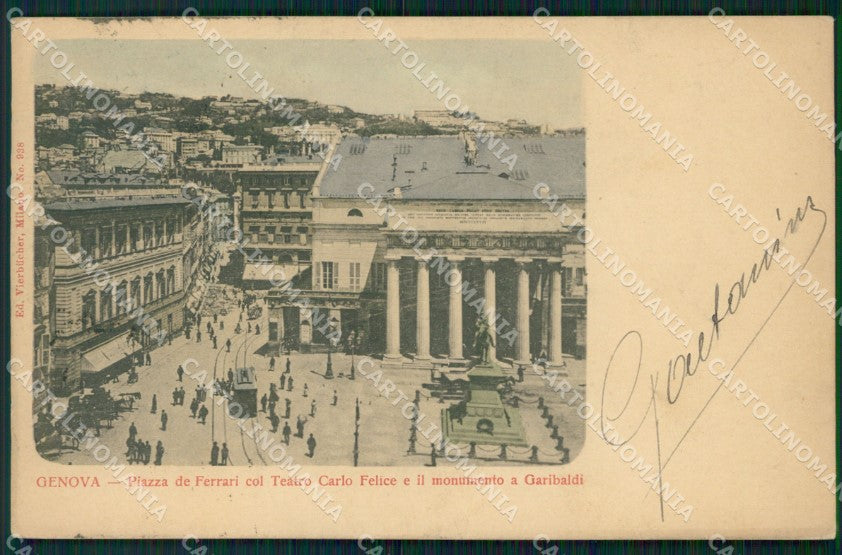 Genova Città Piazza De Ferrari Garibaldi Teatro cartolina WX3767 – fronte