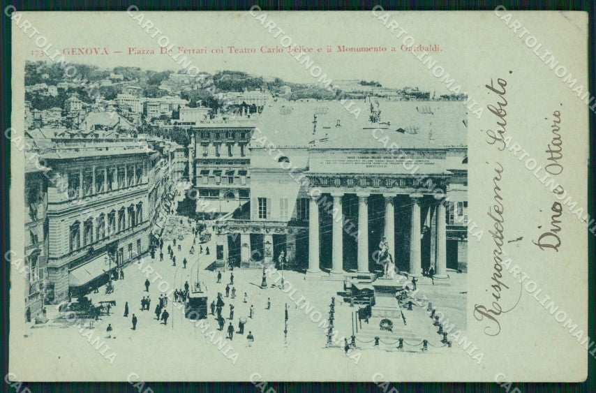 Genova Città Piazza De Ferrari Garibaldi Teatro cartolina WX3769 – fronte
