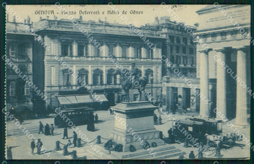 Genova Città Piazza De Ferrari Garibaldi Tram Carrozze cartolina WX3770 – fronte