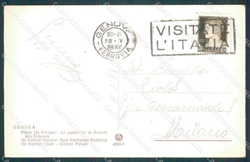 Genova Città Piazza De Ferrari Borsa cartolina WX3771 – retro