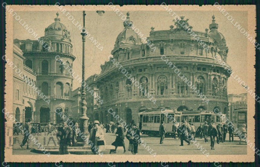 Genova Città Piazza De Ferrari Borsa Tram cartolina WX3772 – fronte