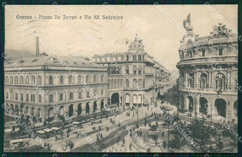 Genova Città Piazza De Ferrari Auto Tram cartolina WX3774 – fronte