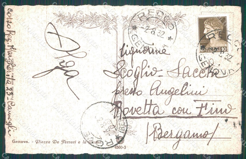 Genova Città Piazza De Ferrari Borsa cartolina WX3775 – retro