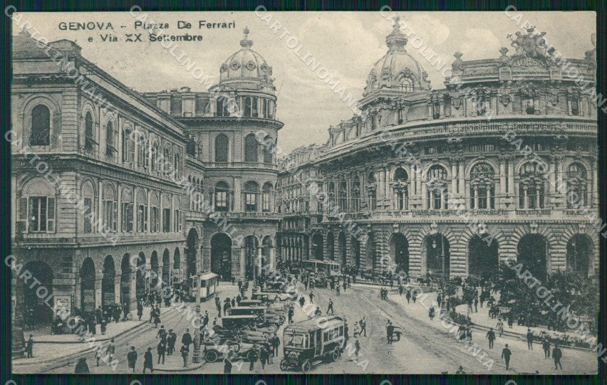 Genova Città Piazza De Ferrari Corriera Tram cartolina WX3776 – fronte