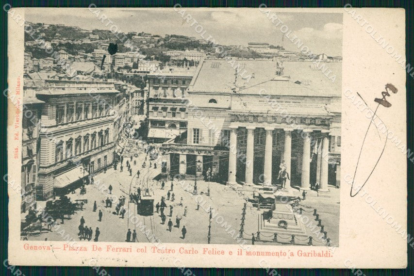 Genova Città Piazza De Ferrari Tram Teatro Garibaldi cartolina WX3778 – fronte