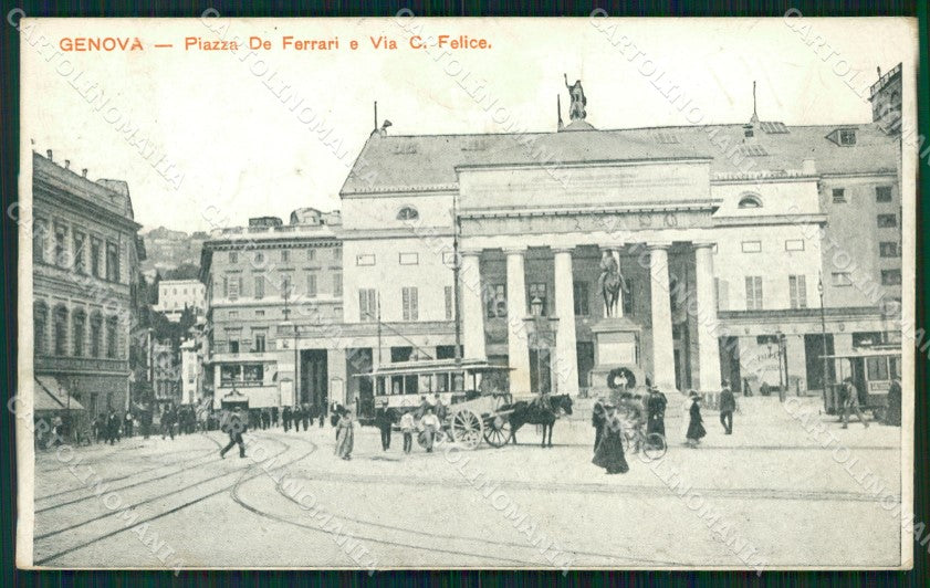 Genova Città Piazza De Ferrari Teatro Tram cartolina WX3780 – fronte
