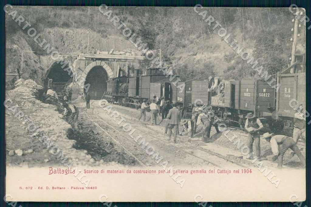 Padova Battaglia Costruzione Galleria Cattajo Treno Ferrovia cartolina WX7161 – fronte