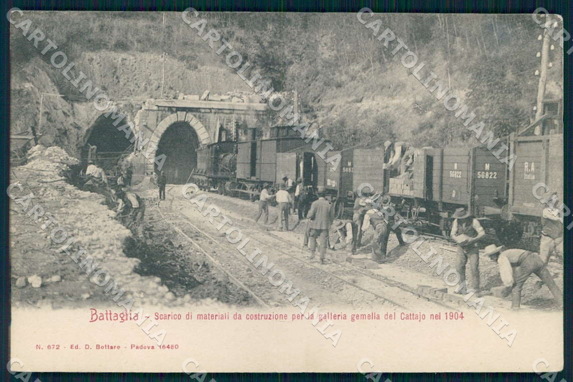 Padova Battaglia Costruzione Galleria Cattajo Treno Ferrovia cartolina WX7161 – fronte