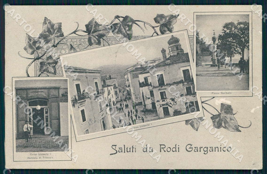 Foggia Rodi Garganico Saluti da Corso Umberto Barberia Troccolo cartolina WX7163 – fronte