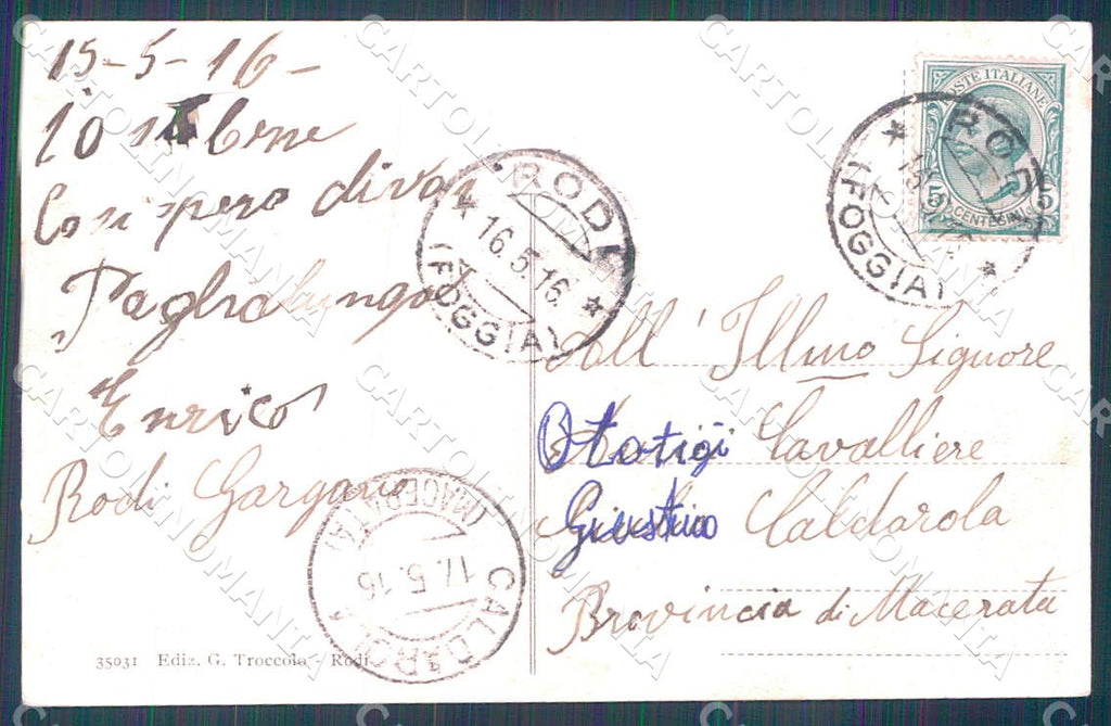 Foggia Rodi Garganico Saluti da Corso Umberto Barberia Troccolo cartolina WX7163 – retro