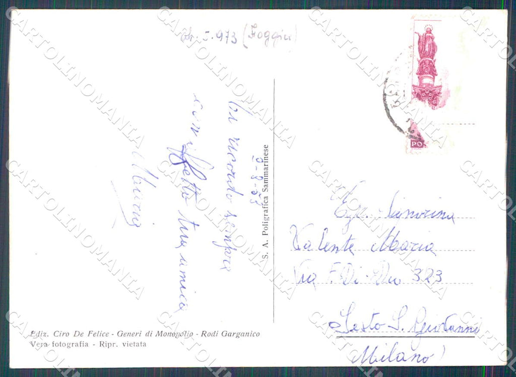 Foggia Rodi Garganico Spiaggia PIEGHINA foto FG cartolina WX7166 – retro