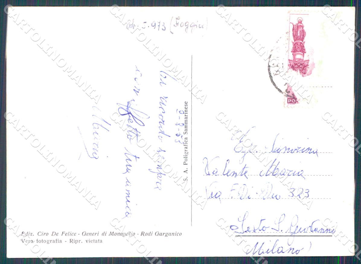Foggia Rodi Garganico Spiaggia PIEGHINA foto FG cartolina WX7166 – retro
