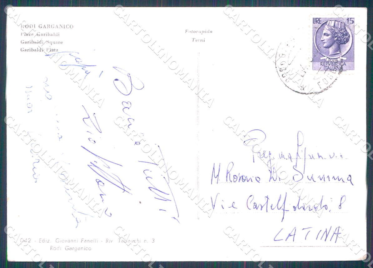 Foggia Rodi Garganico Piazza Garibaldi foto FG cartolina WX7170 – retro