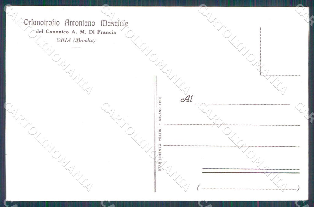 Brindisi Oria Orfanotrofio Antoniano Maschile Aggiunta Locali cartolina WX7172 – retro