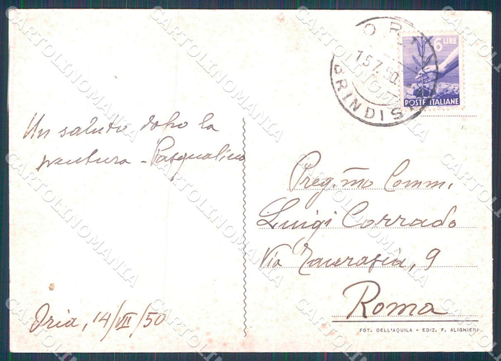 Brindisi Oria Panorama da Ovest FG cartolina WX7173 – retro