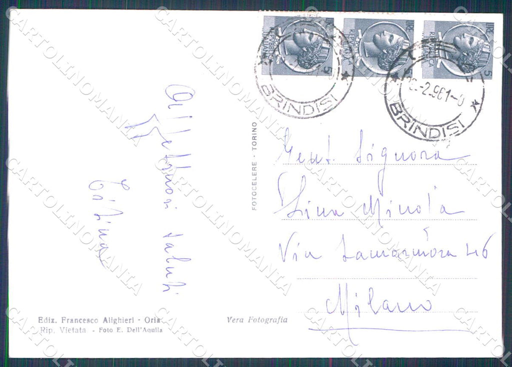 Brindisi Oria Piazza Lama Auto Distributore FG cartolina WX7176 – retro