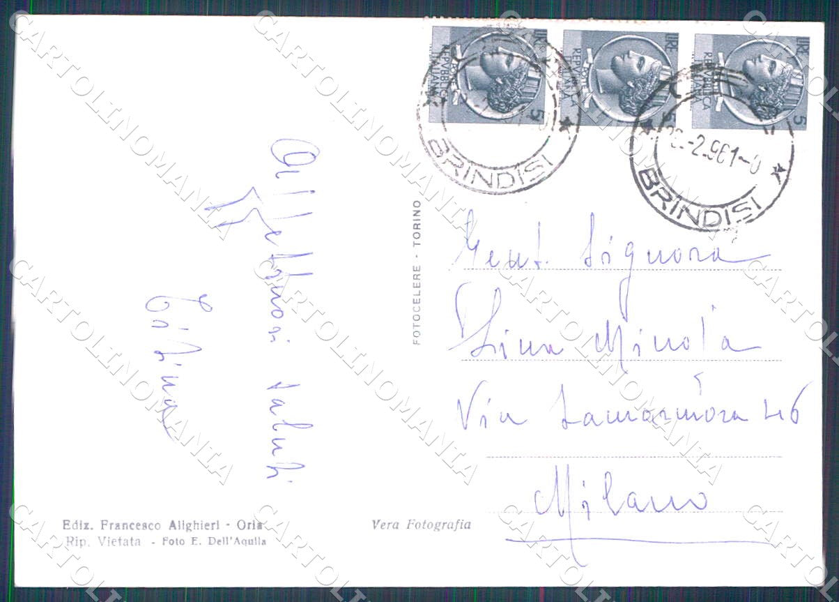 Brindisi Oria Piazza Lama Auto Distributore FG cartolina WX7176 – retro