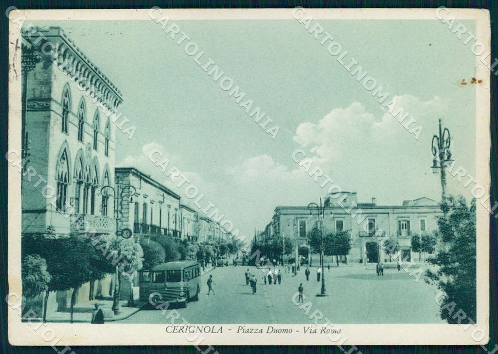 Foggia Cerignola Piazza Duomo Via Roma Corriera FG cartolina WX7194 – fronte