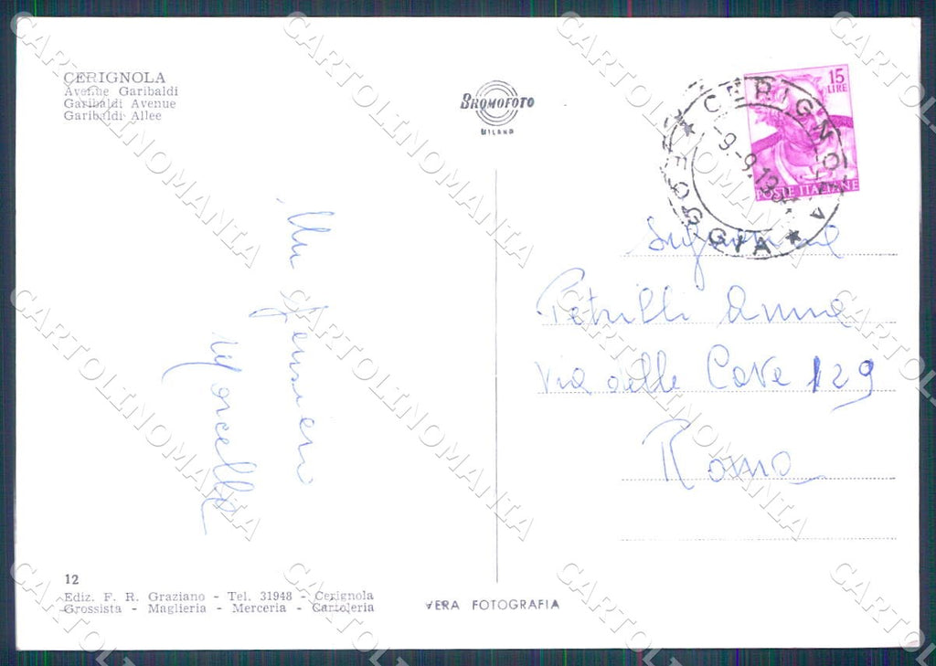 Foggia Cerignola Corso Garibaldi foto FG ccartolina WX7198 – retro