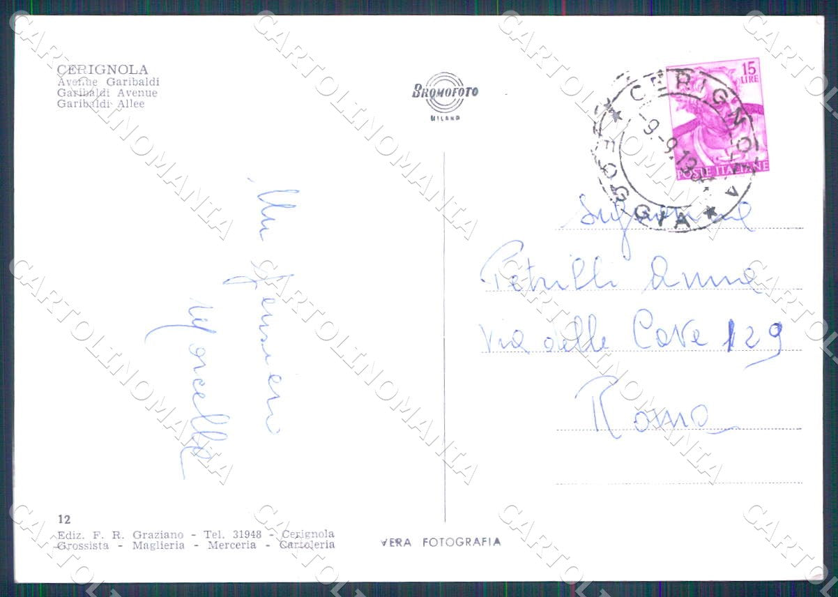 Foggia Cerignola Corso Garibaldi foto FG ccartolina WX7198 – retro