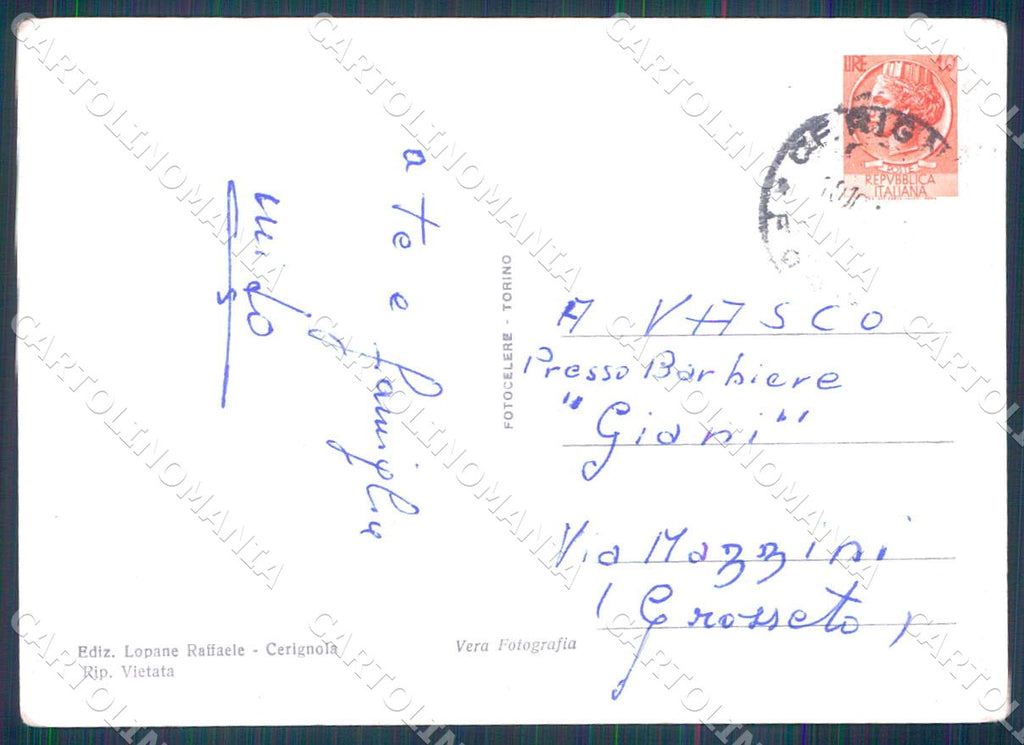 Foggia Cerignola Saluti da Stazione Campo Sportivo Foto FG cartolina WX7200 – retro