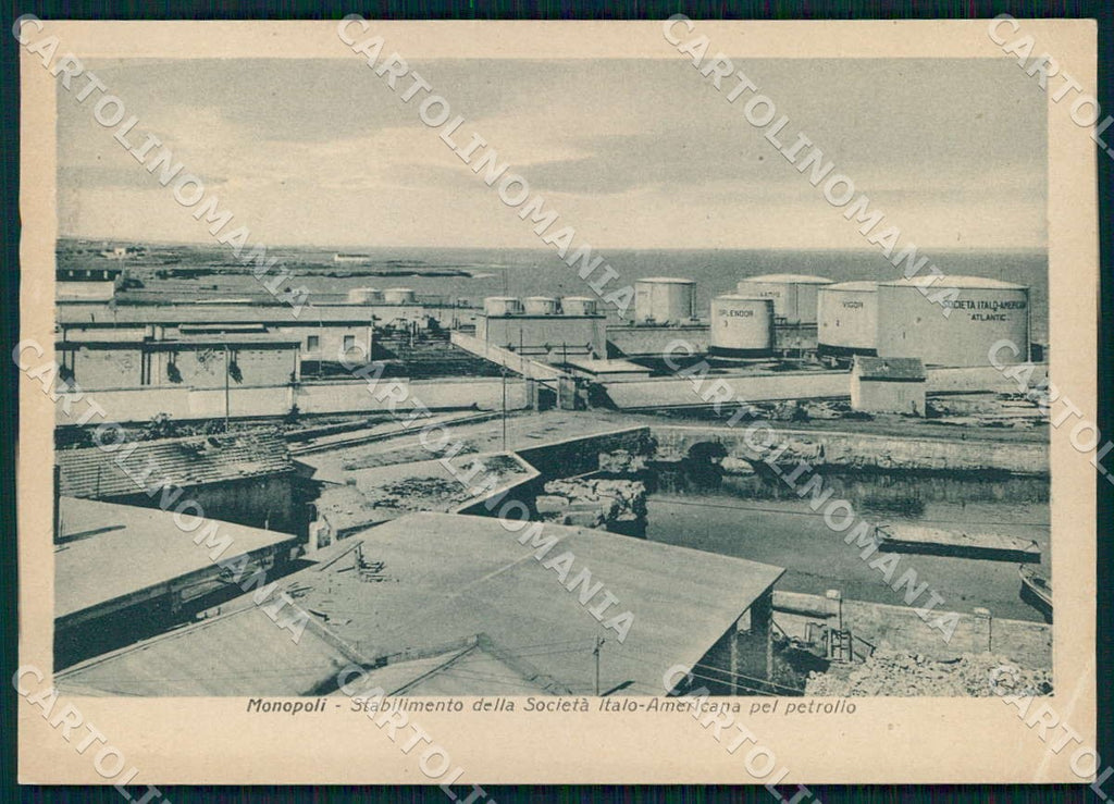 Bari Monopoli Stabilimento Società Italo Americana Petrolio FG cartolina WX7222 – fronte