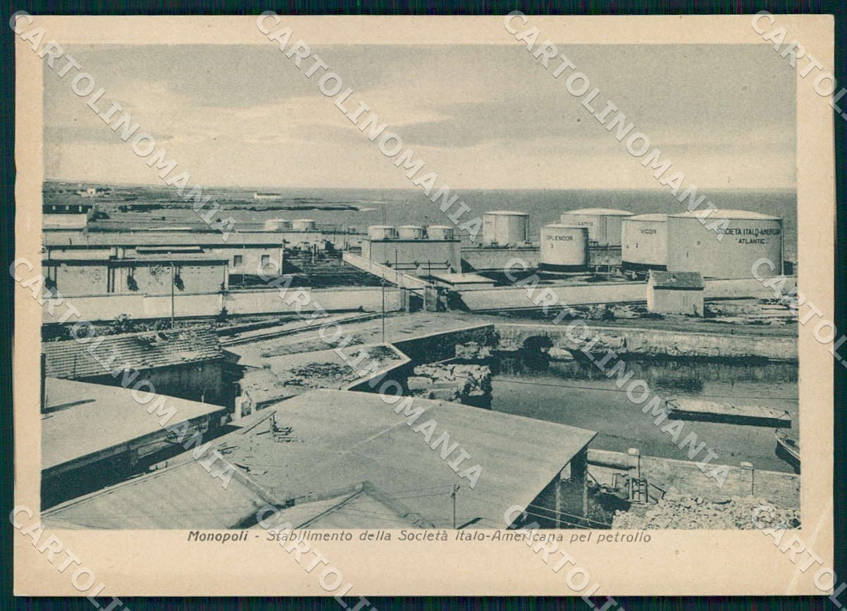 Bari Monopoli Stabilimento Società Italo Americana Petrolio FG cartolina WX7222 – fronte
