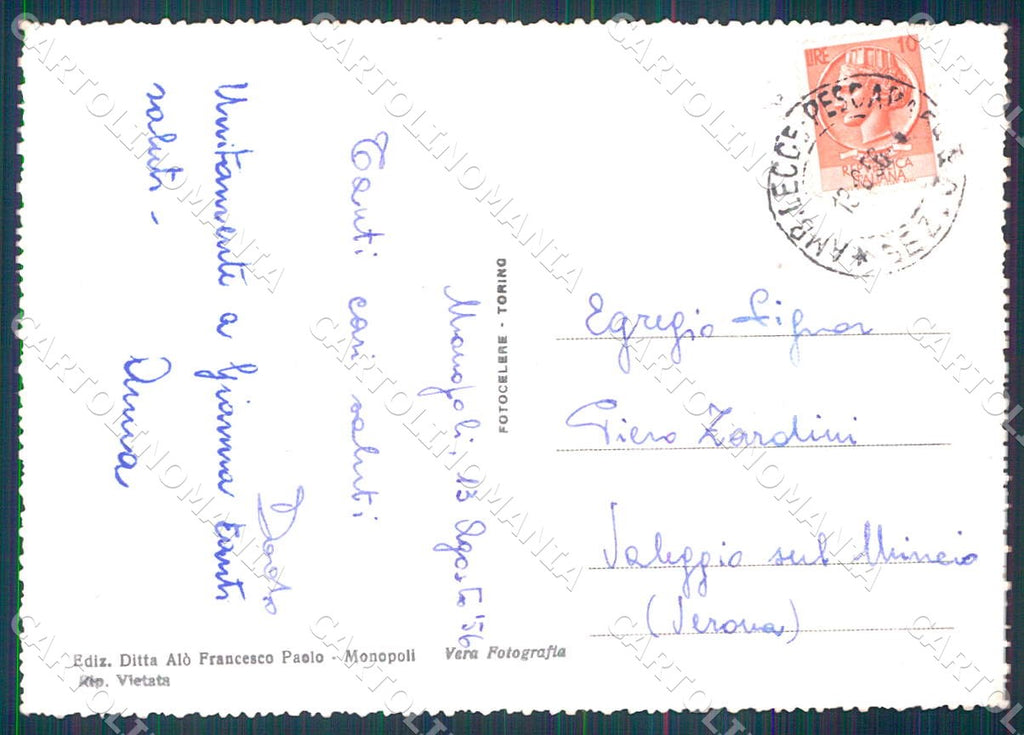 Bari Monopoli Largo Fontanelle foto FG cartolina WX7225 – retro