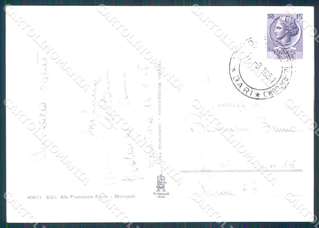 Bari Monopoli Capitolo foto FG cartolina WX7226 – retro