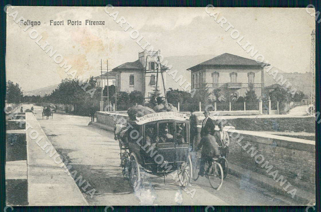 Perugia Foligno Porta Firenze Diligenza per Bevagna ABRASA cartolina WX7252 – fronte