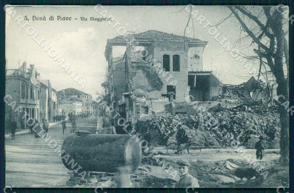 Venezia San Donà di Piave Via Maggiore Rovine WW1 cartolina WX7266 – fronte