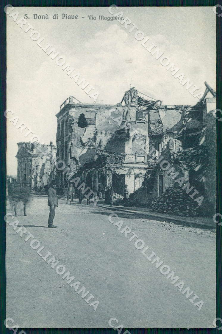 Venezia San Donà di Piave Via Maggiore Rovine WW1 cartolina WX7267 – fronte