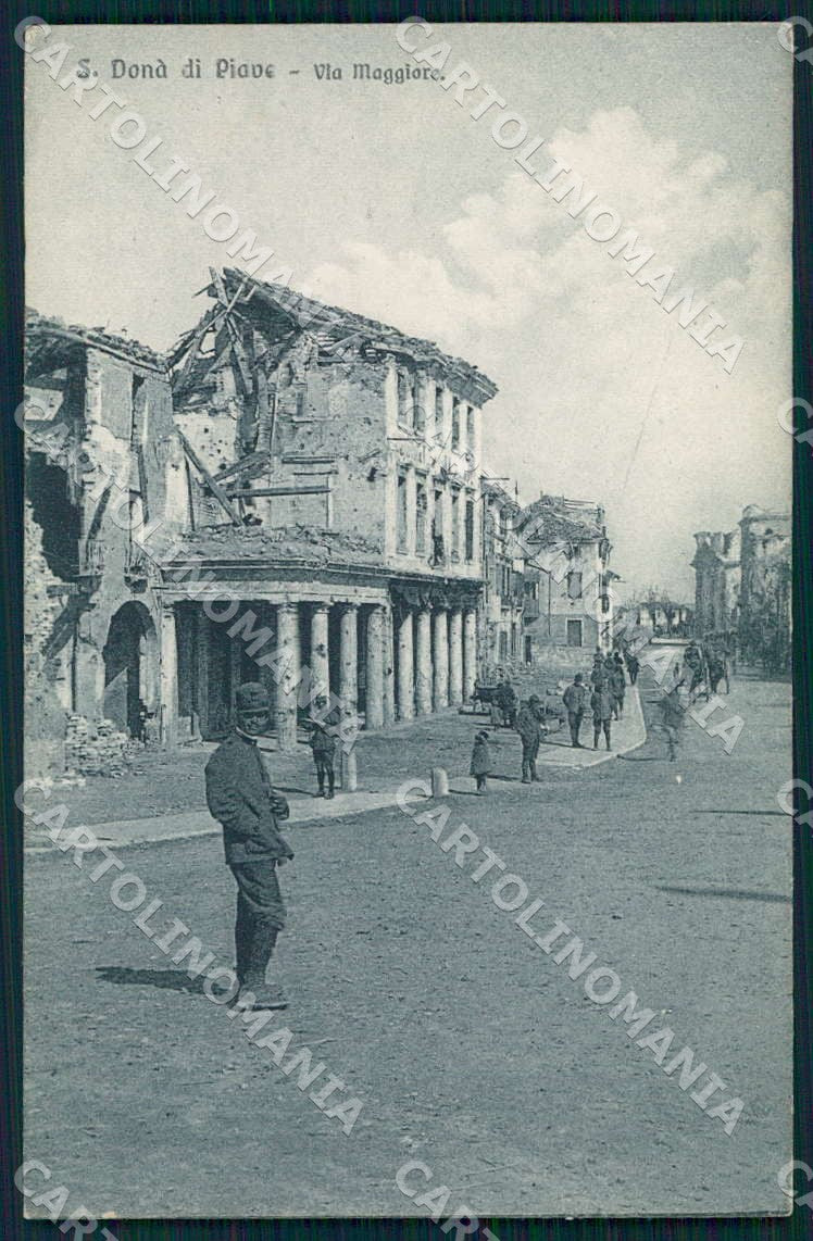 Venezia San Donà di Piave Via Maggiore Rovine Militari WW1 cartolina WX7268 – fronte