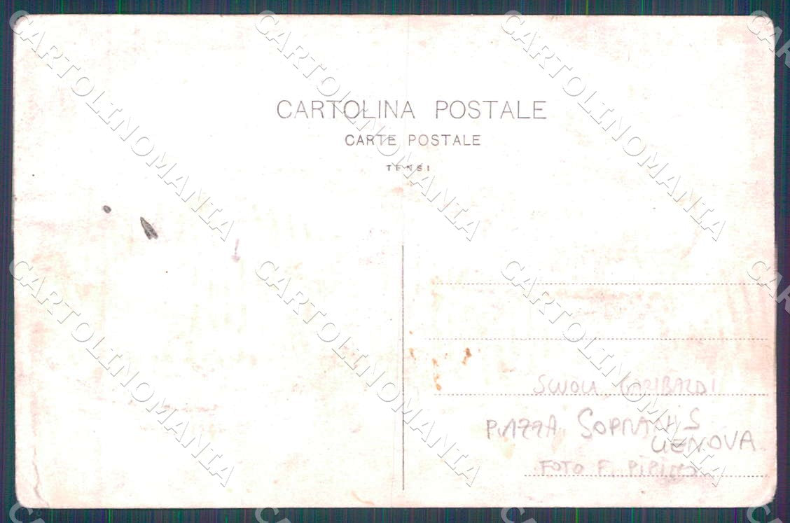 Genova Città Piazza Sopranis Scuola Garibaldi Foto Pipino cartolina WX7275 – retro