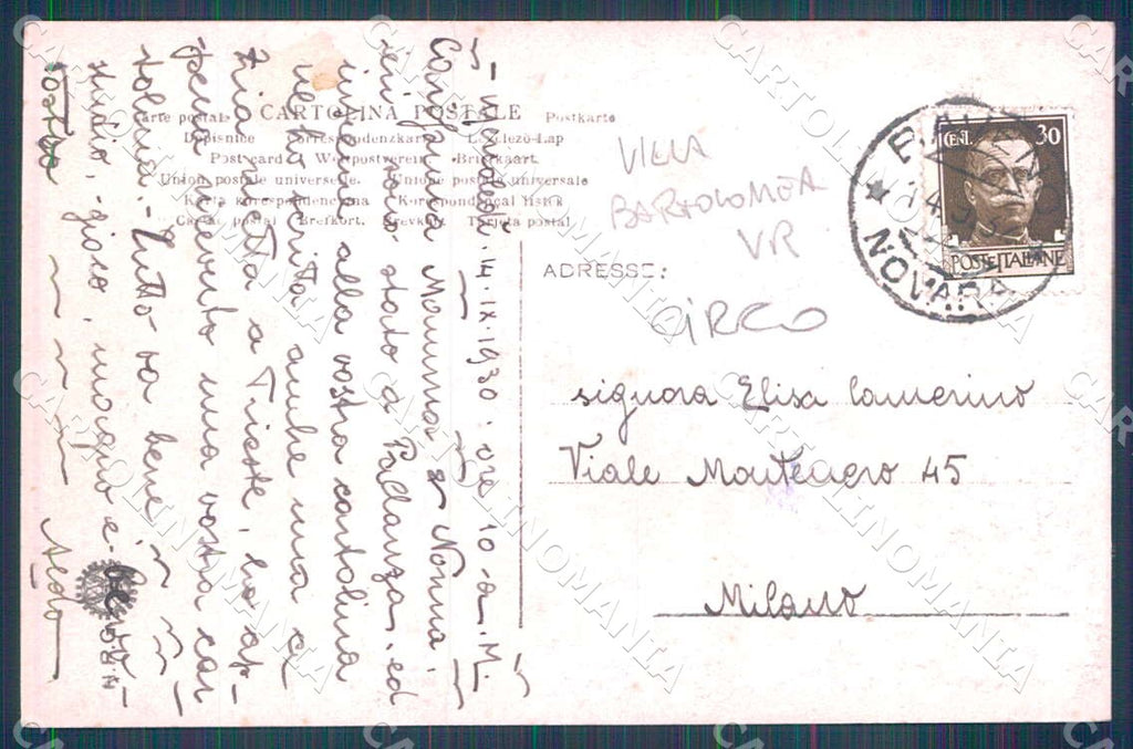 Verona Villa Bartolomeo Circo Foto cartolina WX7303 – retro