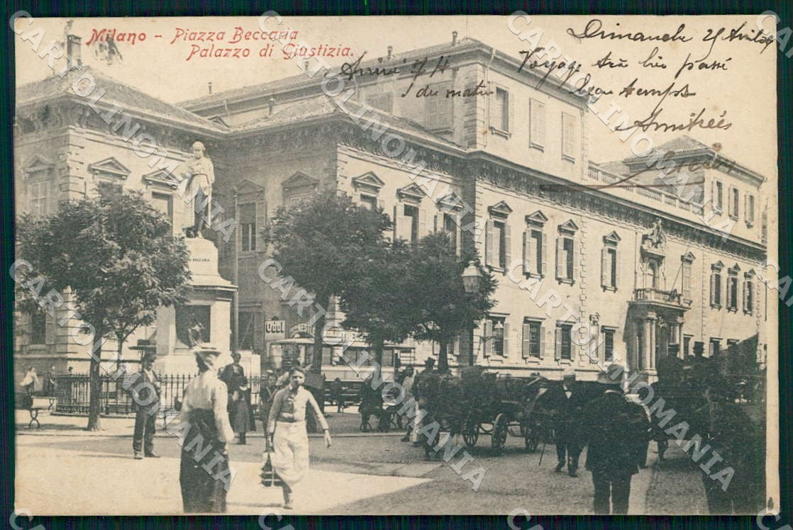 Milano Città Piazza Beccaria Palazzo di Giustizia Tram cartolina WX7371 – fronte