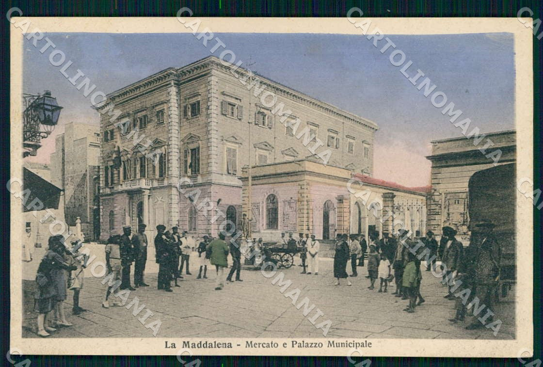 Sassari La Maddalena Mercato Palazzo Municipale cartolina WX7413 – fronte
