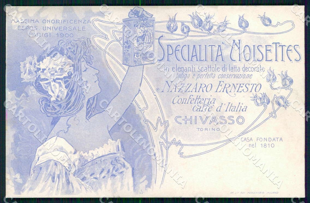 Torino Chivasso Confetteria Nazzaro Ernesto Art Nouveau cartolina WX7442 – fronte