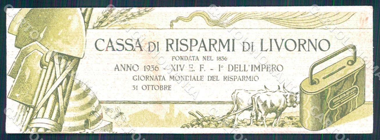 Segnalibro Ascaro 1936 Cassa Risparmi di Livorno 16x5 Fascismo WX7443 – retro