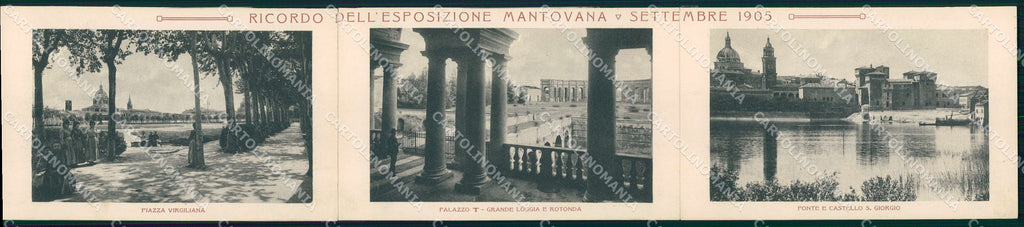 Mantova Esposizione Mantovana Settembre 1905 tripla RIPARATA cartolina WX7451 – fronte