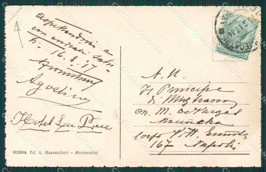 Pistoia Montecatini Terme PIEGA cartolina XB0136 – retro